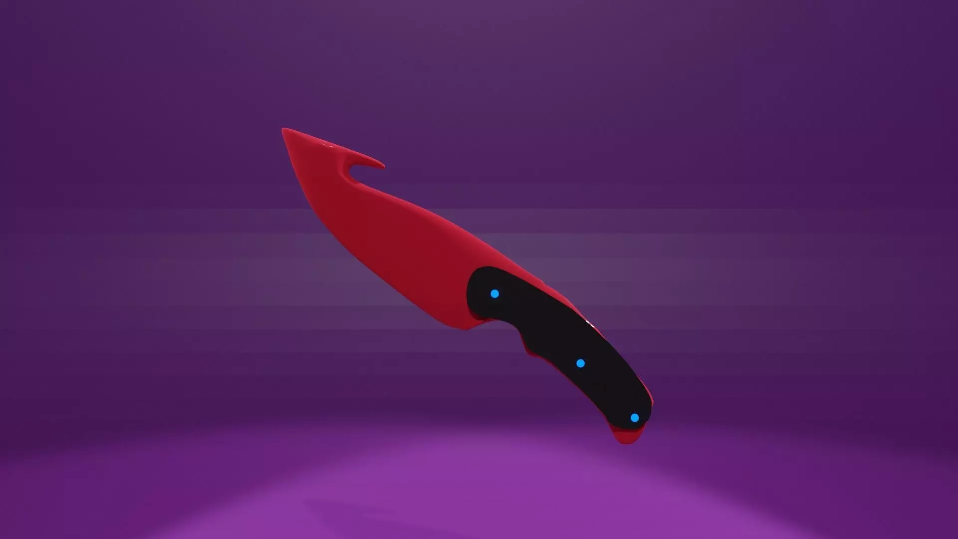 Knife with a hook blade Low-poly 3D model_0