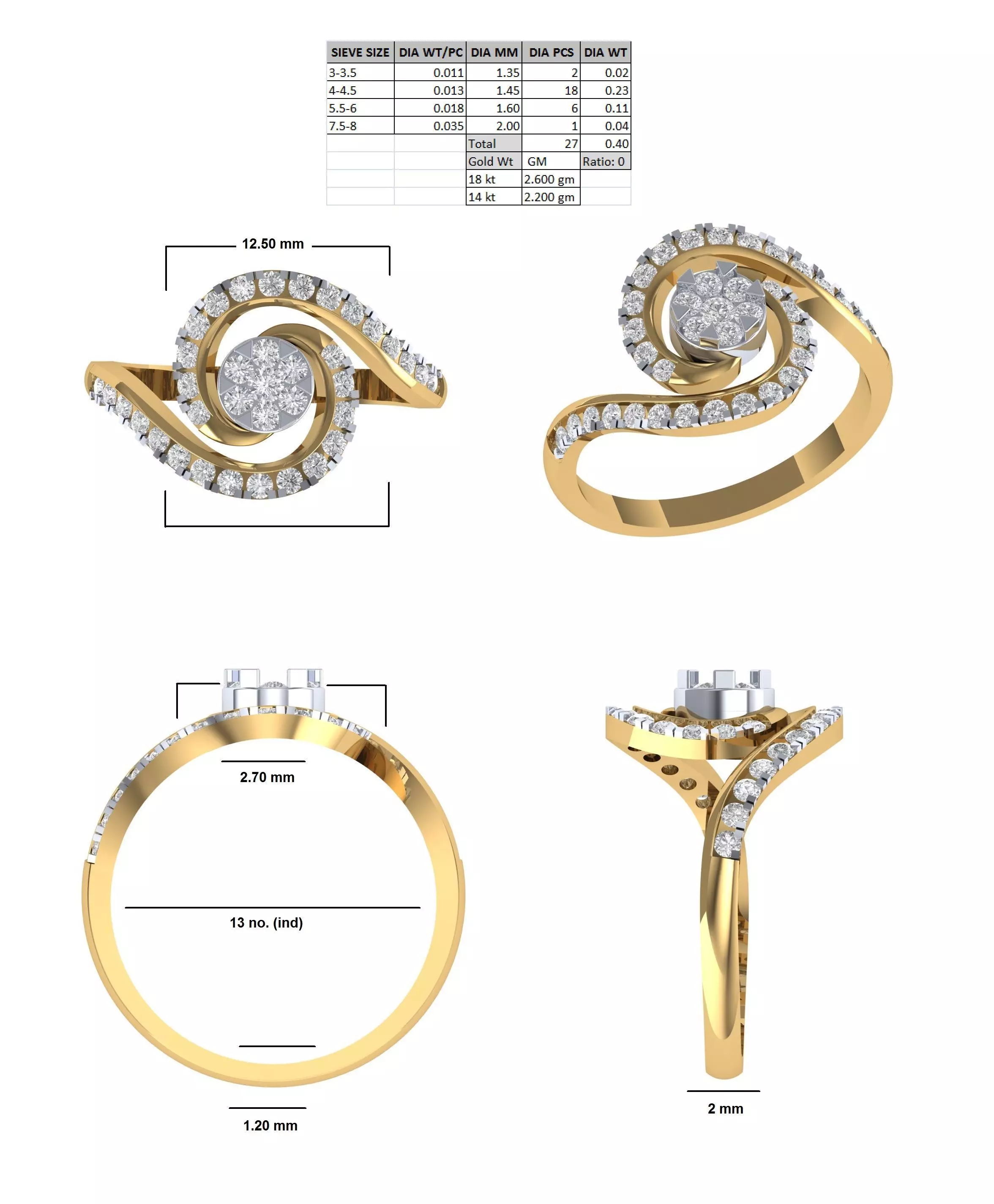 Uniq Diamond Ring With Details 3D print model_0