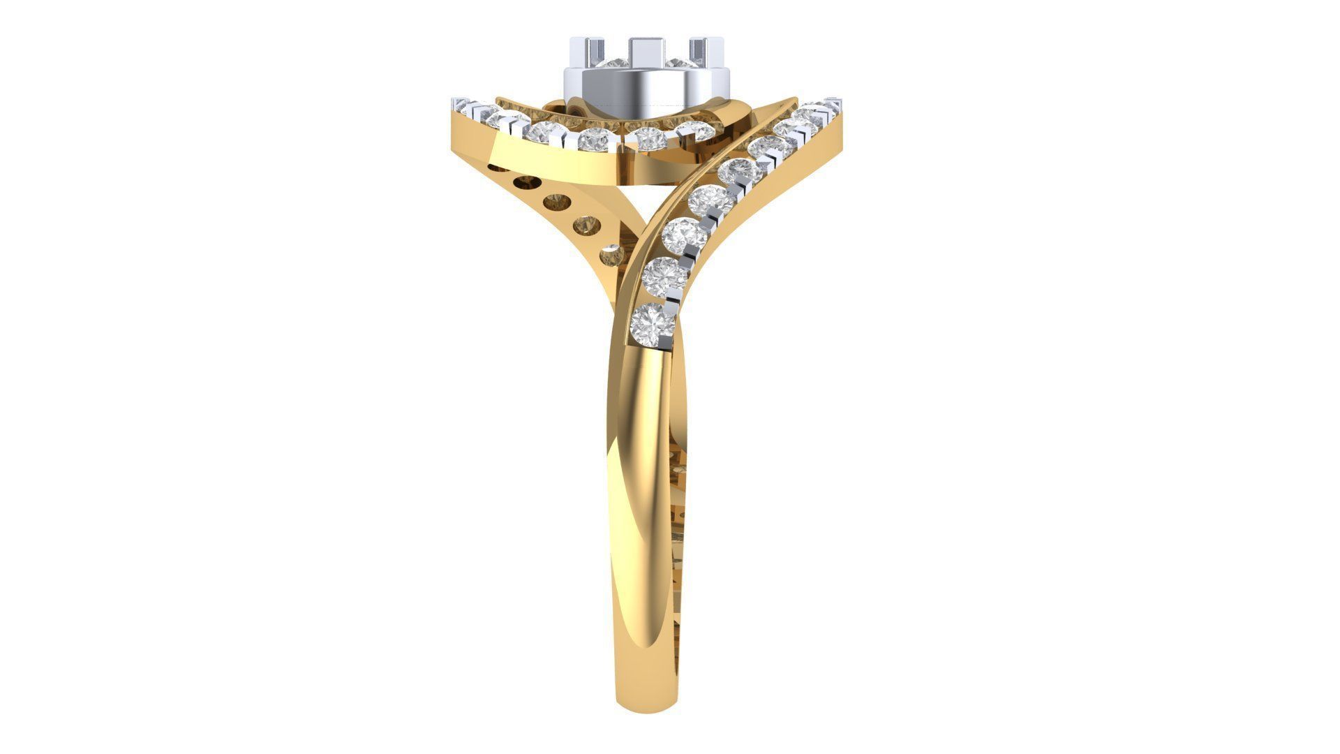 Uniq Diamond Ring With Details 3D print model_4
