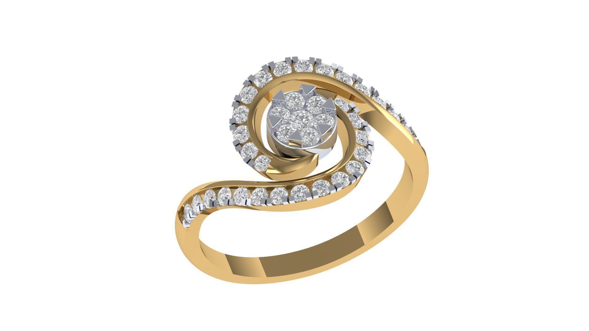Uniq Diamond Ring With Details 3D print model_2