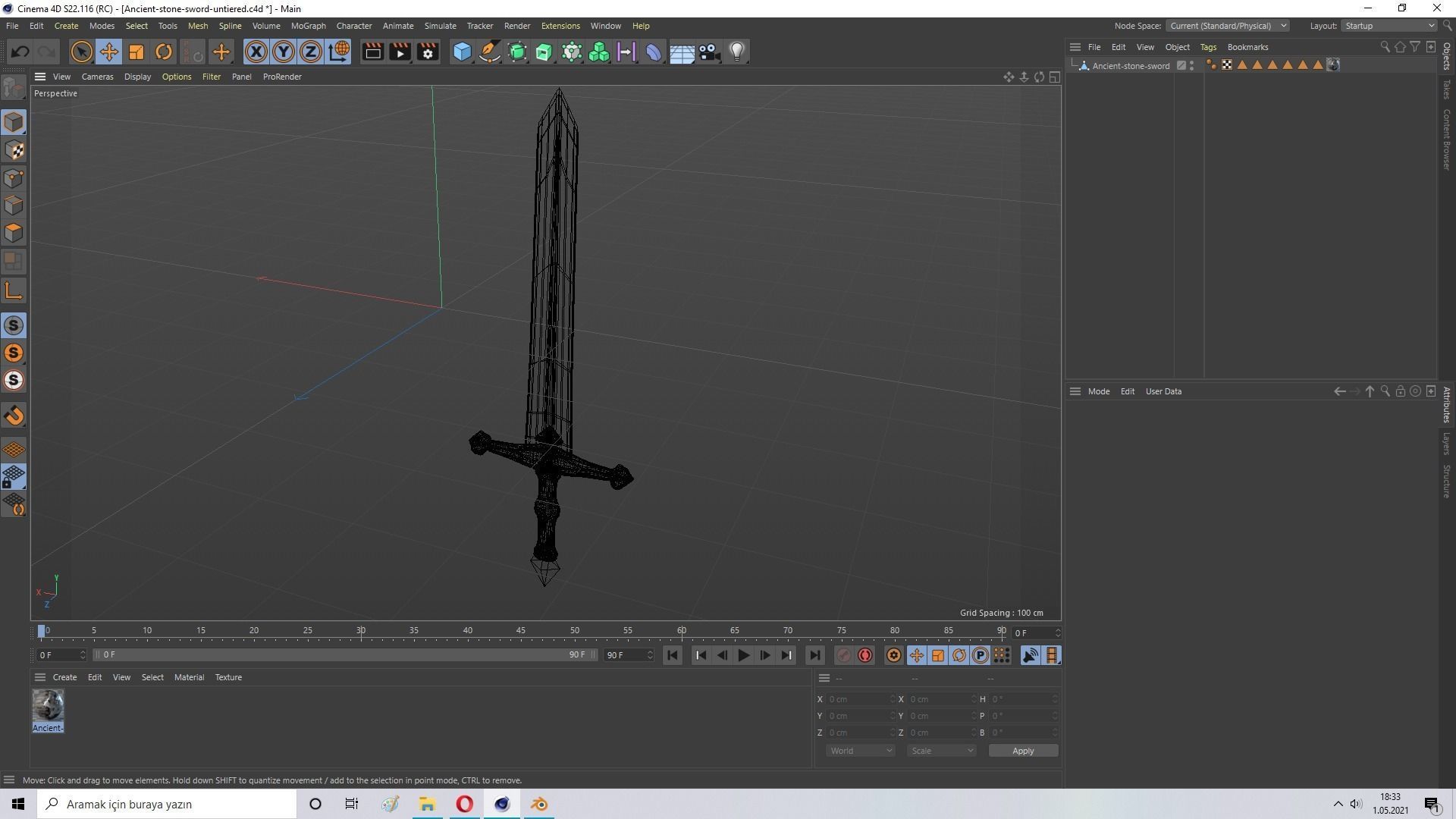 Ancient Stone Sword  Free low-poly 3D model_10