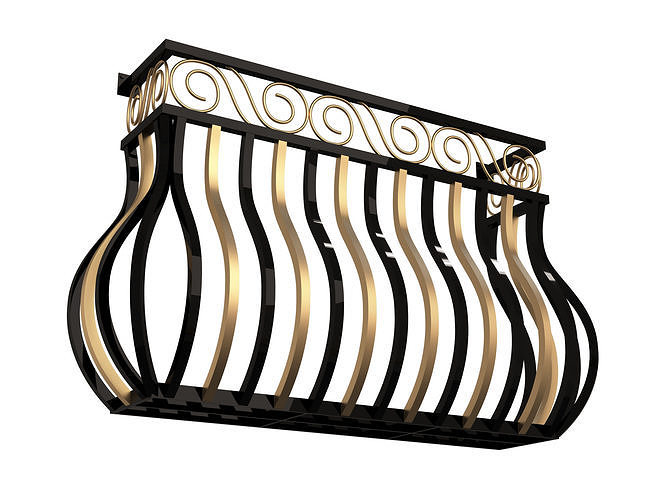 Forging Iron Forged Balcony Railing 03 Low-poly 3D model