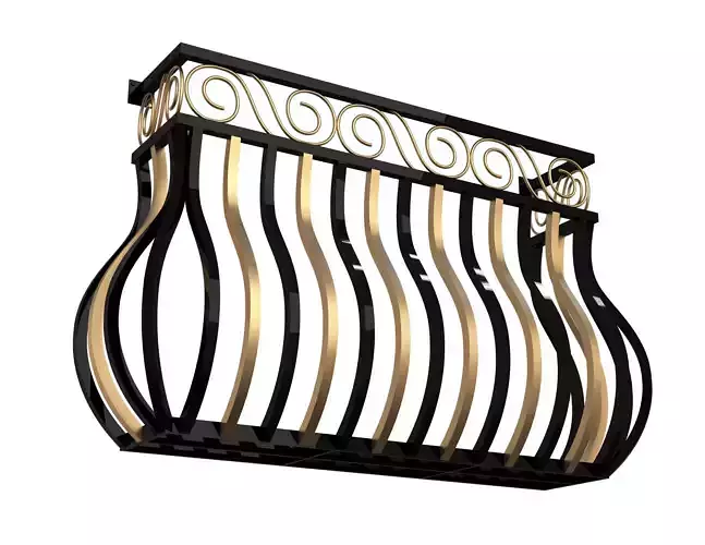 Forging Iron Forged Balcony Railing 03 Low-poly 3D model