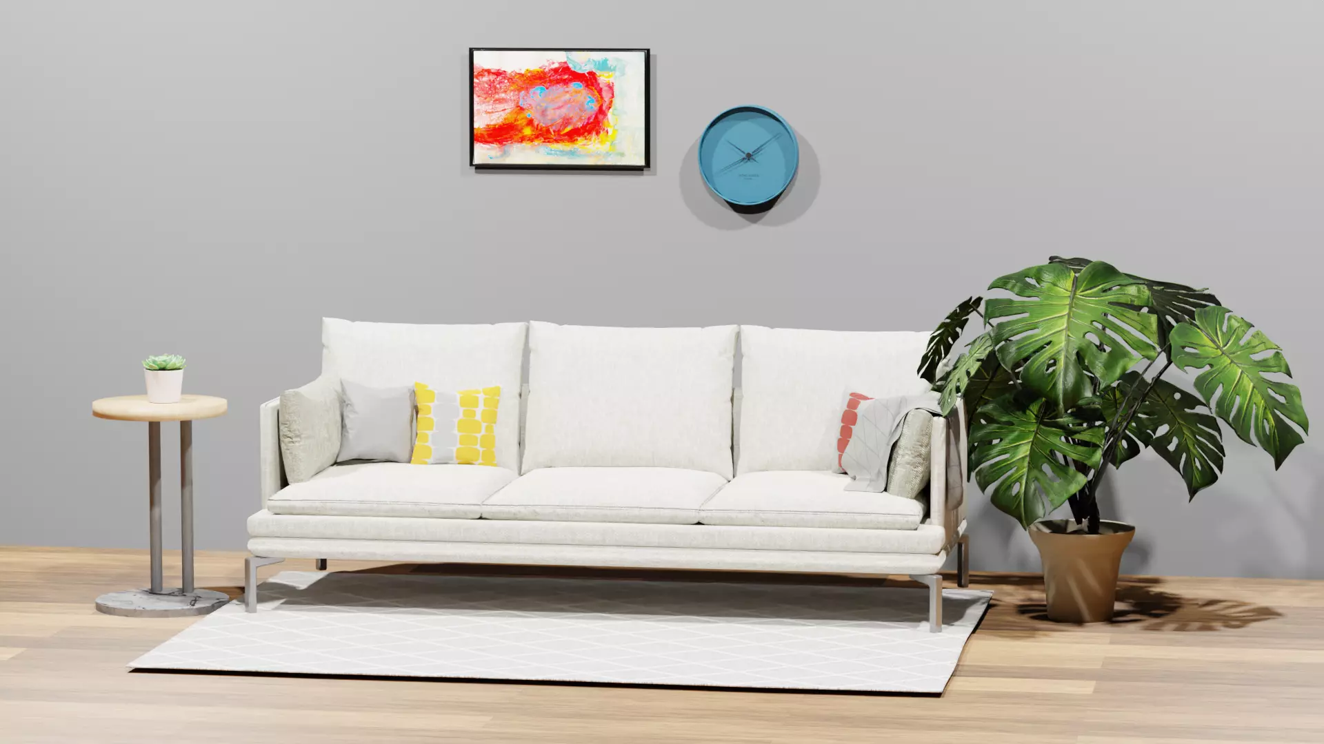 couch with free scene 3D model_0