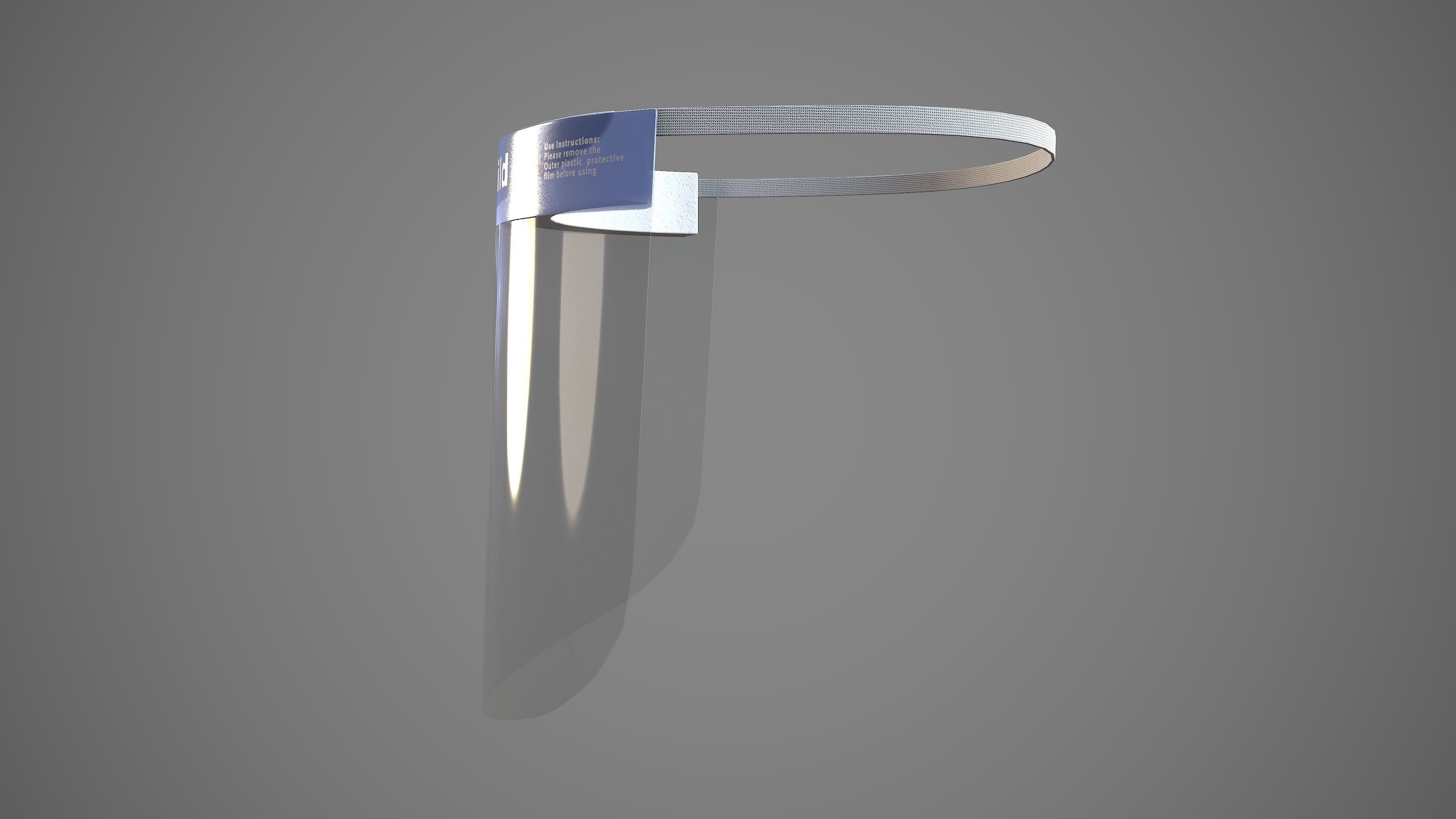 Transparent Protective Face Shield Low-poly 3D model_3