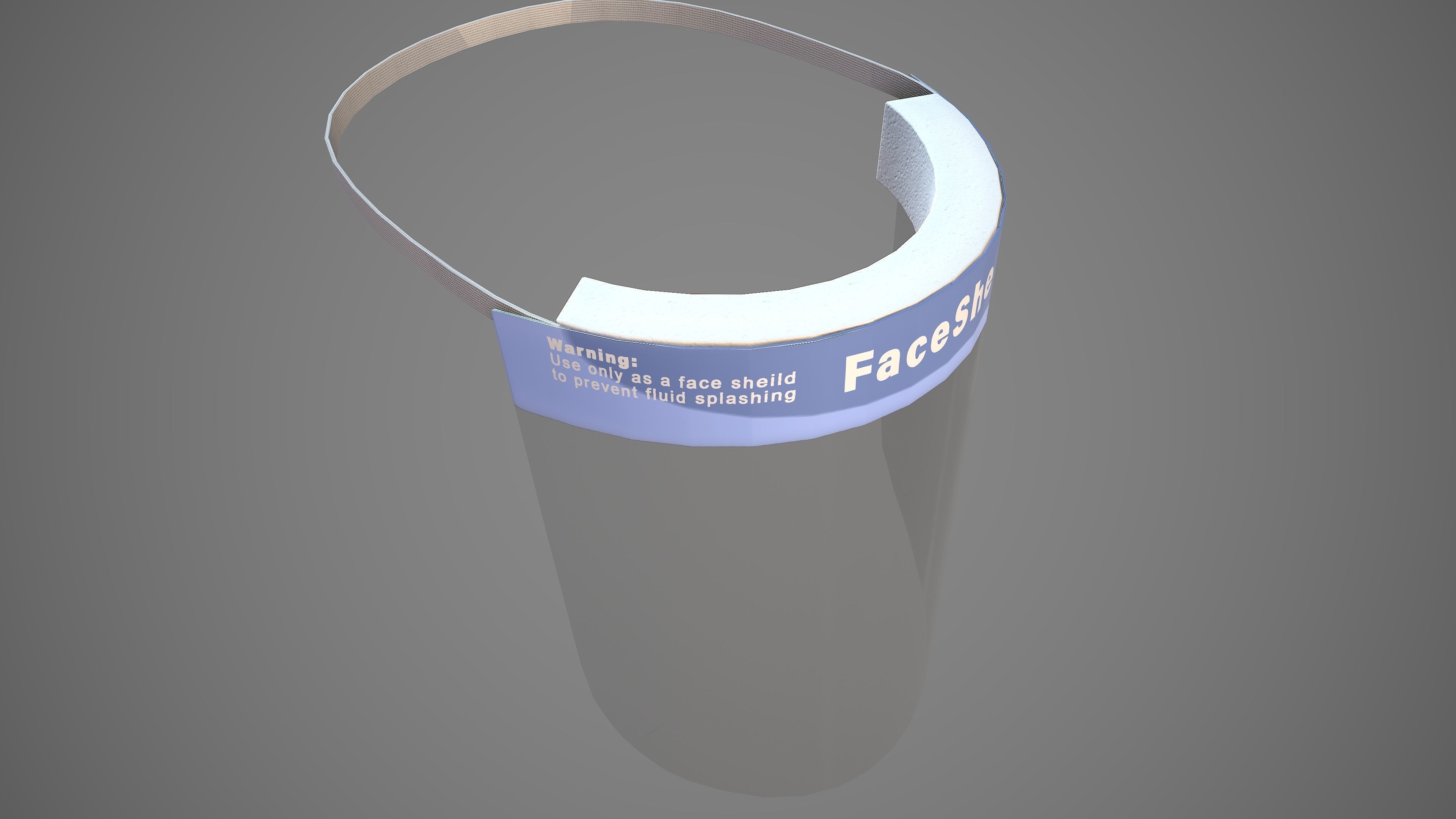 Transparent Protective Face Shield Low-poly 3D model_4