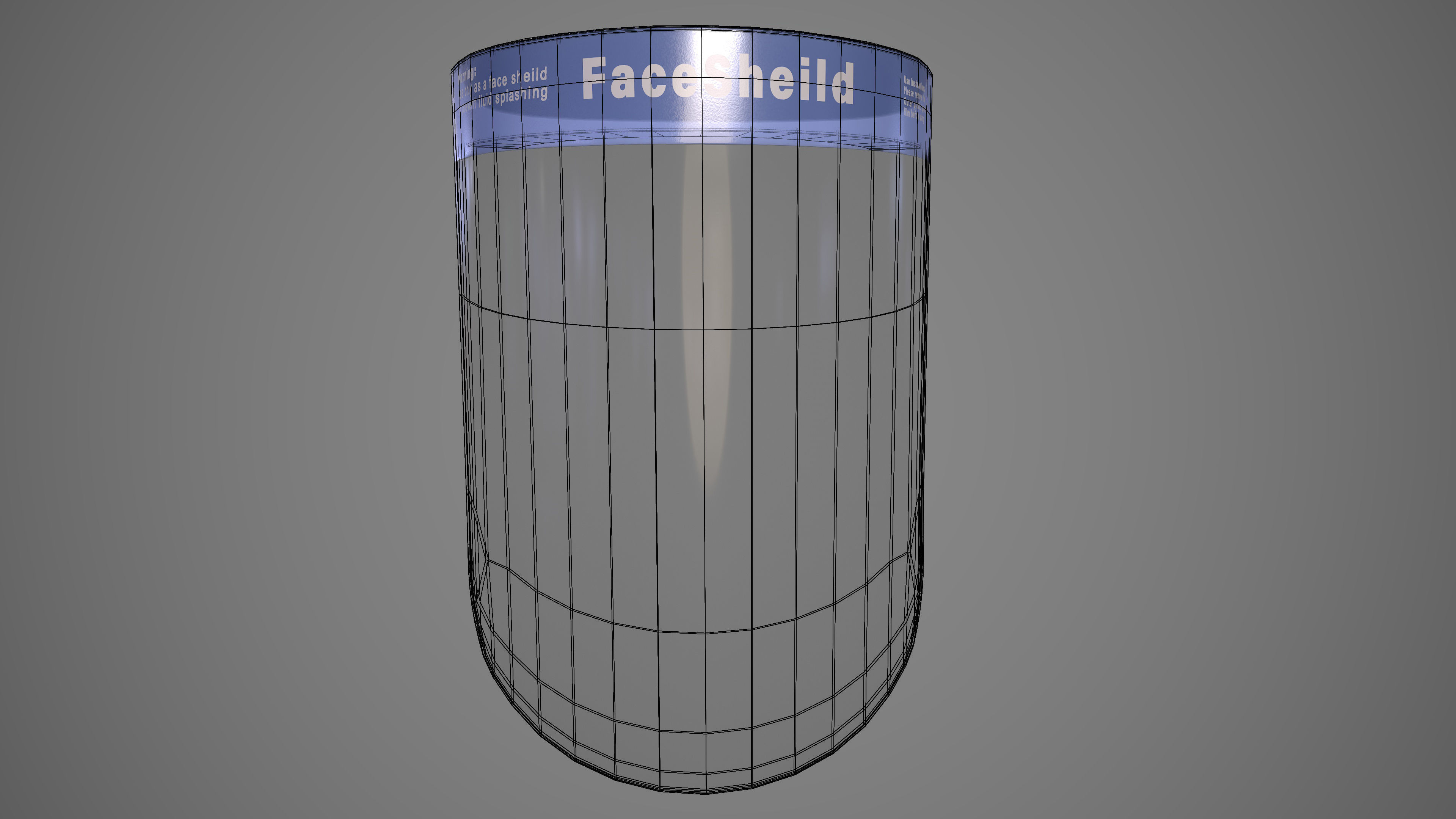 Transparent Protective Face Shield Low-poly 3D model_2