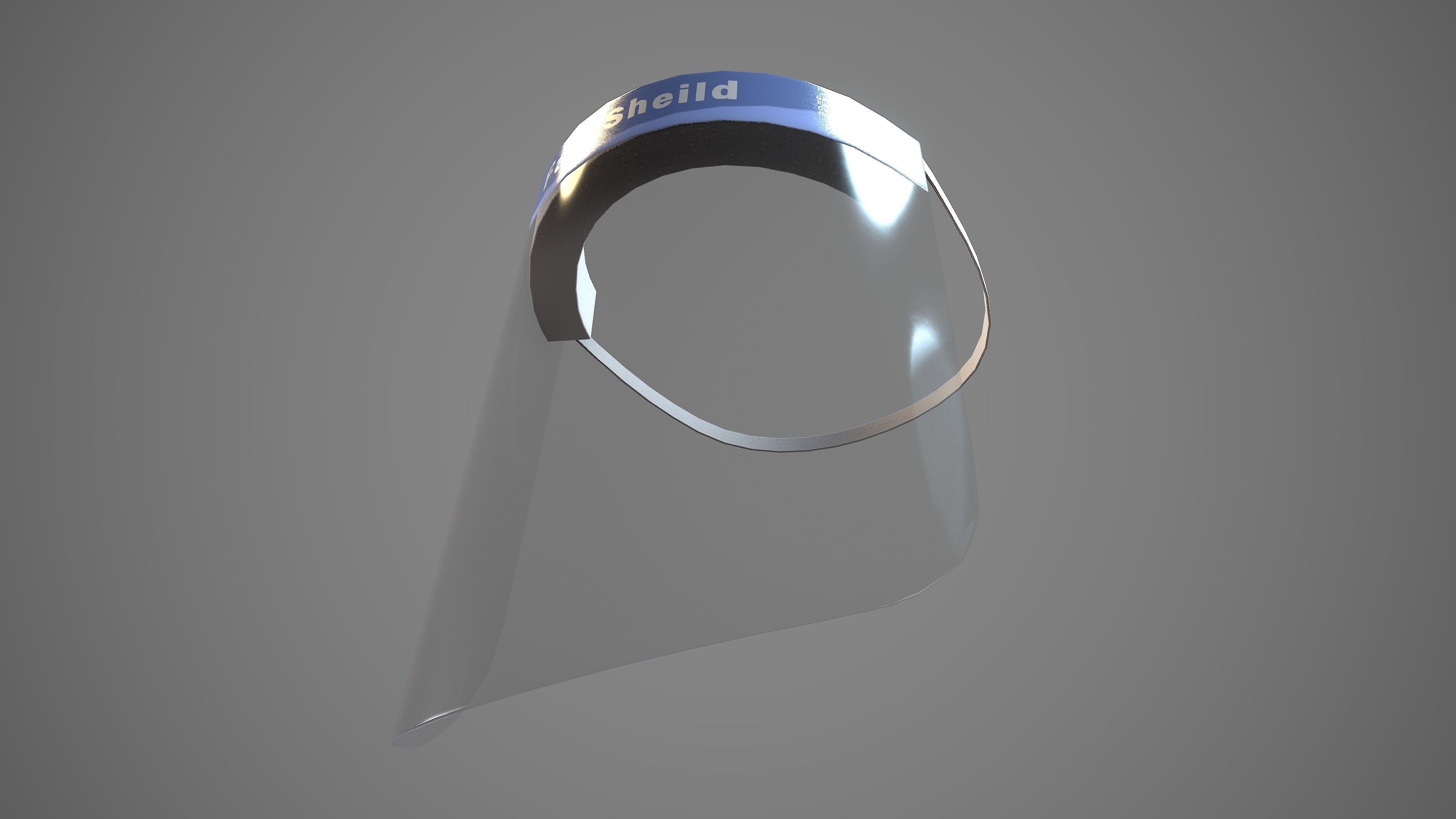 Transparent Protective Face Shield Low-poly 3D model_6