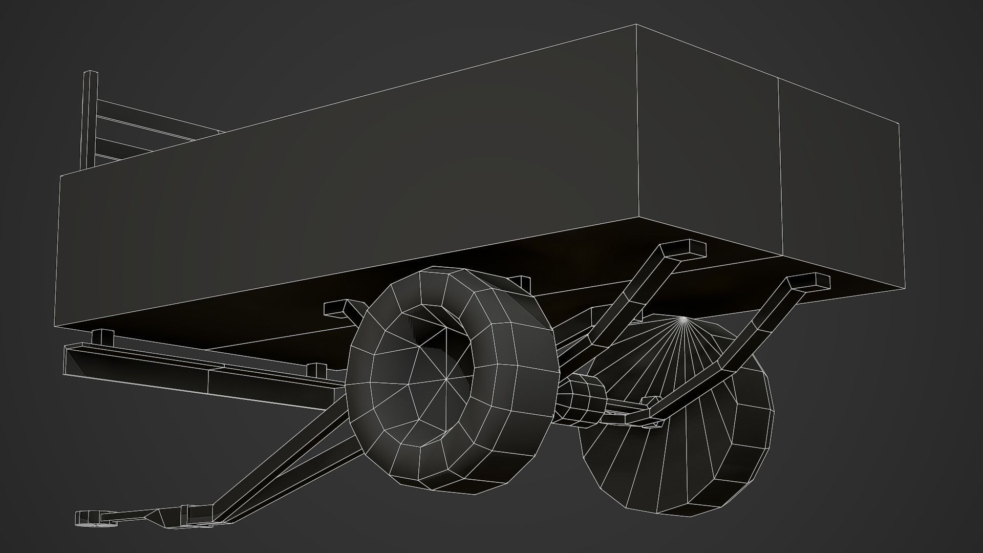 Old Tractor Trailer Low Poly Mobile Ready Low-poly 3D model_6