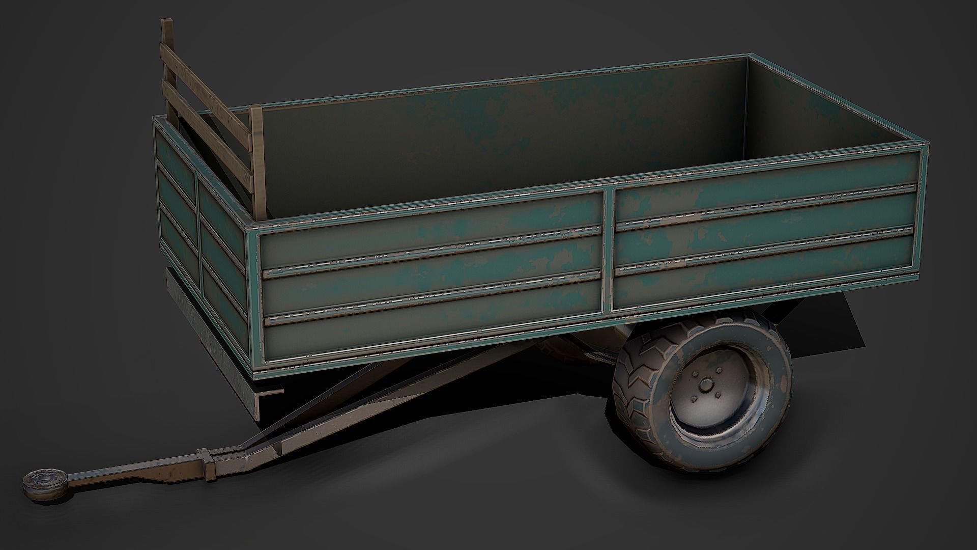 Old Tractor Trailer Low Poly Mobile Ready Low-poly 3D model_3
