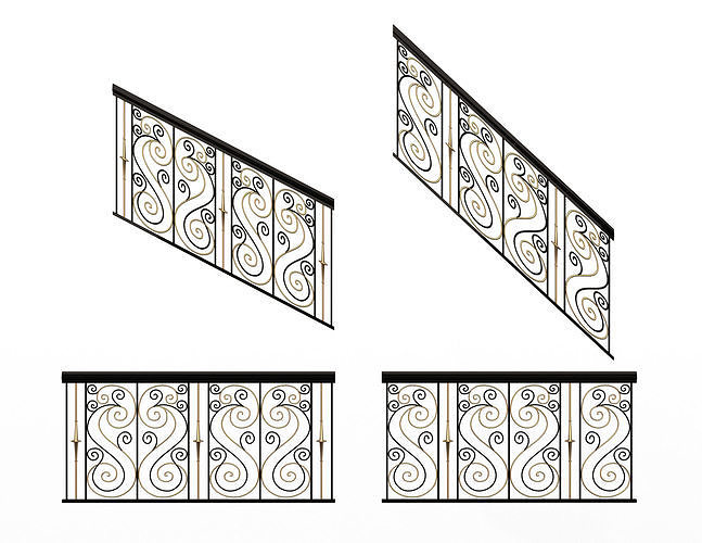 Forging Iron Forged Balcony Railing 04 Low-poly 3D model