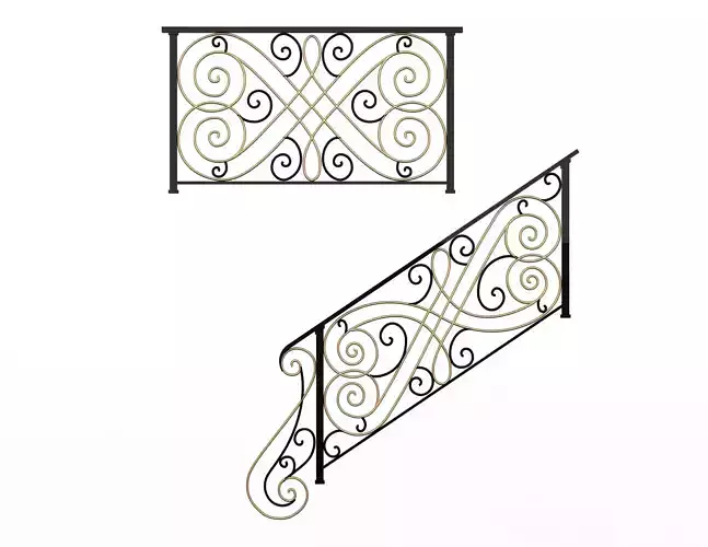 Forging Iron Forged Balcony Railing 05 Low-poly 3D model