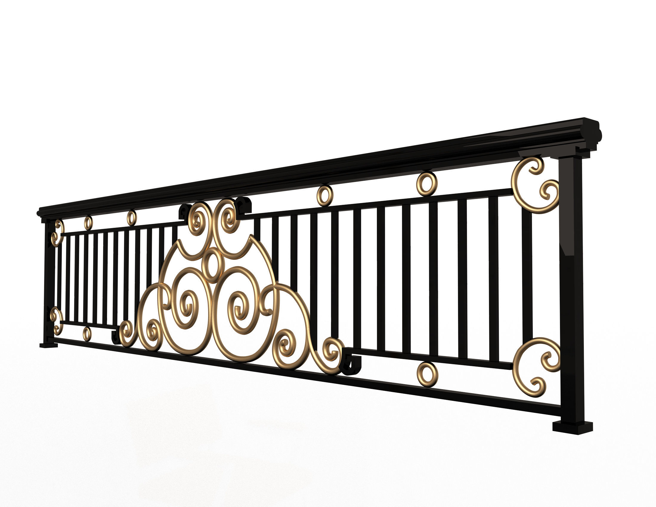 Forging Iron Forged Balcony Railing 06 Low-poly 3D model_2