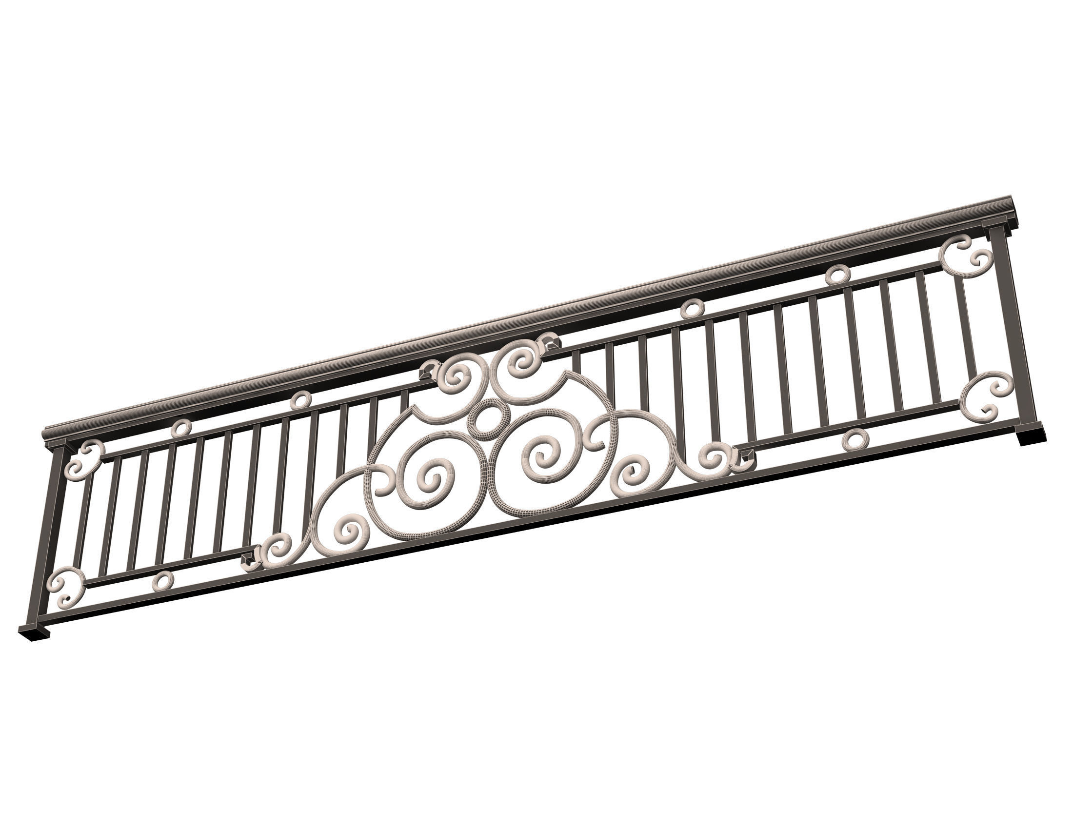 Forging Iron Forged Balcony Railing 06 Low-poly 3D model_8