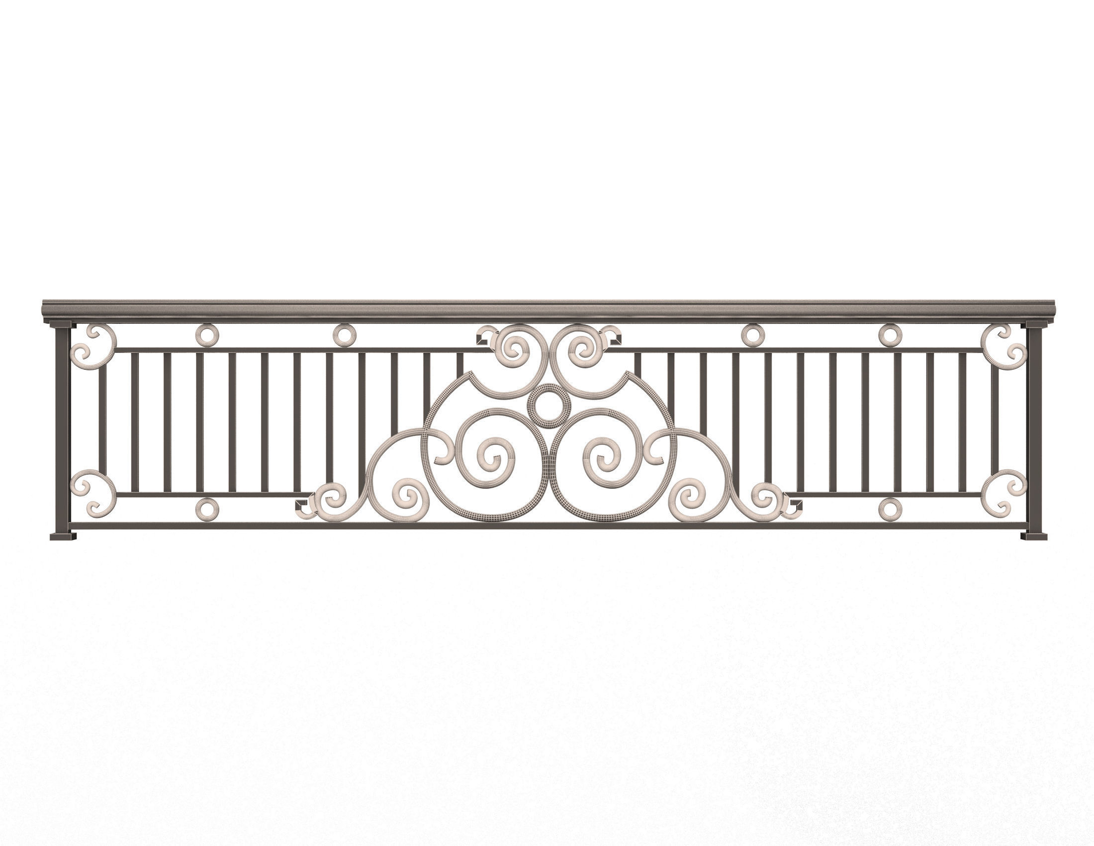 Forging Iron Forged Balcony Railing 06 Low-poly 3D model_5