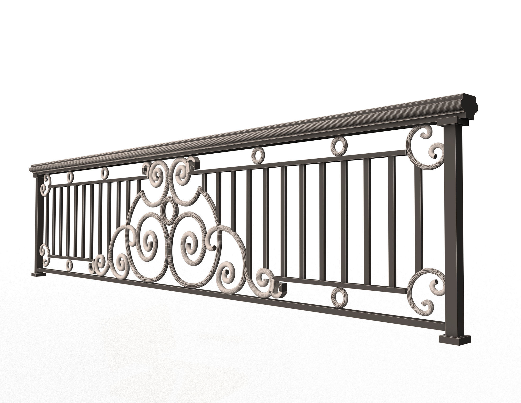 Forging Iron Forged Balcony Railing 06 Low-poly 3D model_7