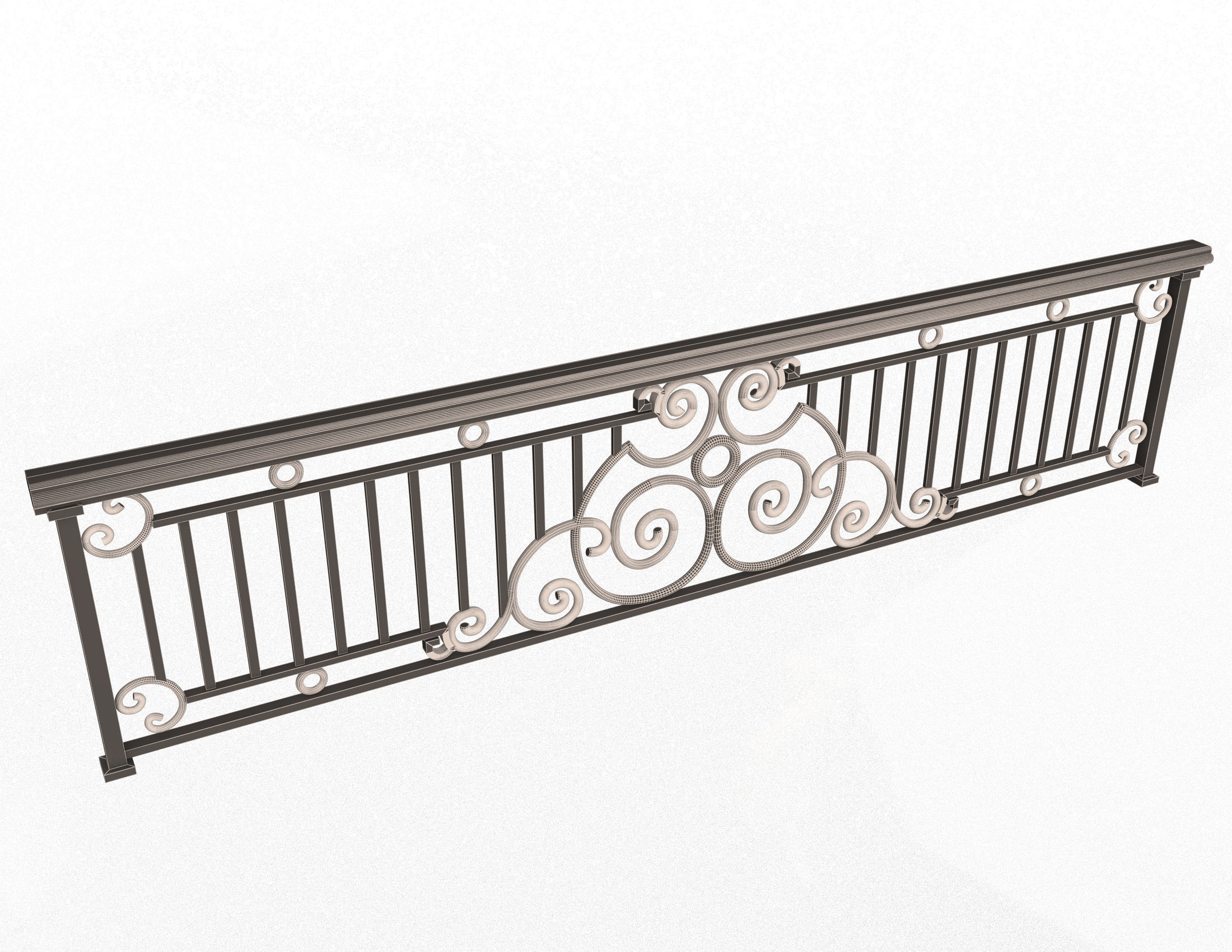 Forging Iron Forged Balcony Railing 06 Low-poly 3D model_6