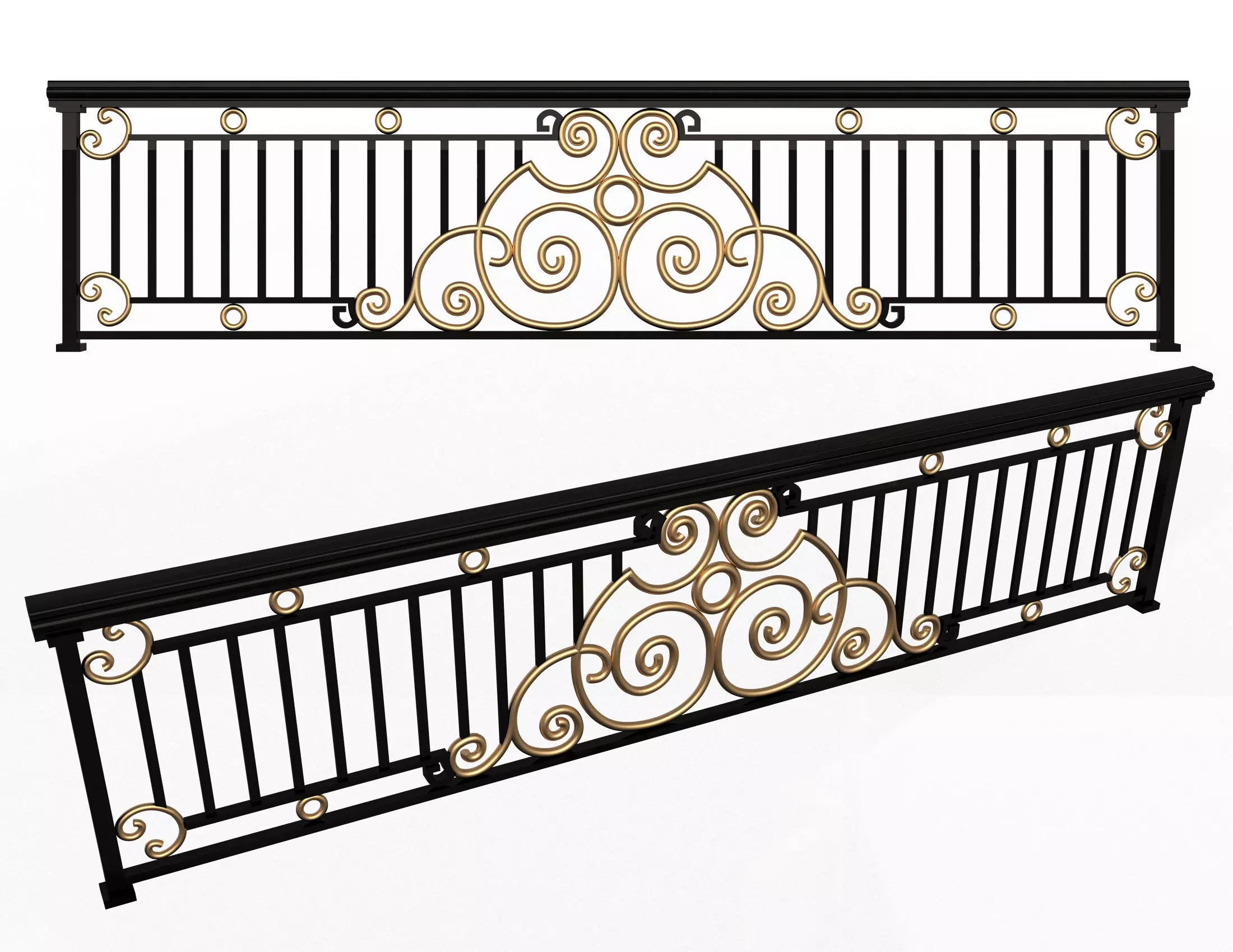 Forging Iron Forged Balcony Railing 06 Low-poly 3D model_0