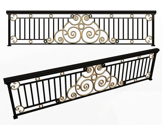 Forging Iron Forged Balcony Railing 06 Low-poly 3D model