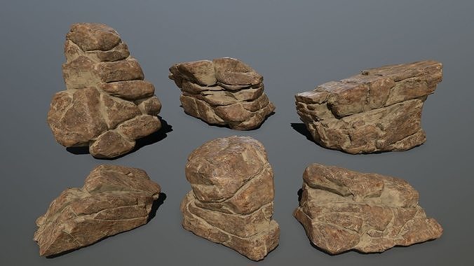 desert rocks   Low-poly 3D model
