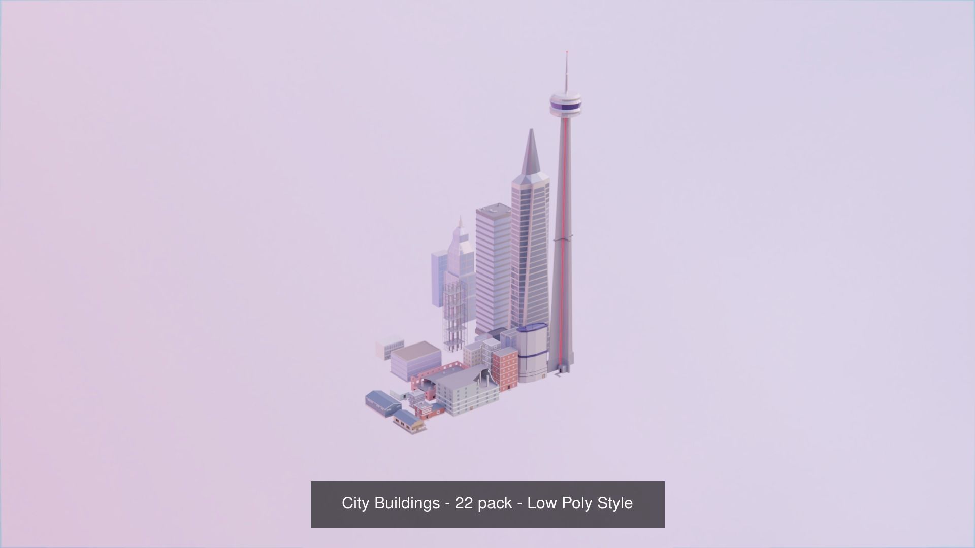 Low Poly Style Buildings Bundle 3D Model Collection_3