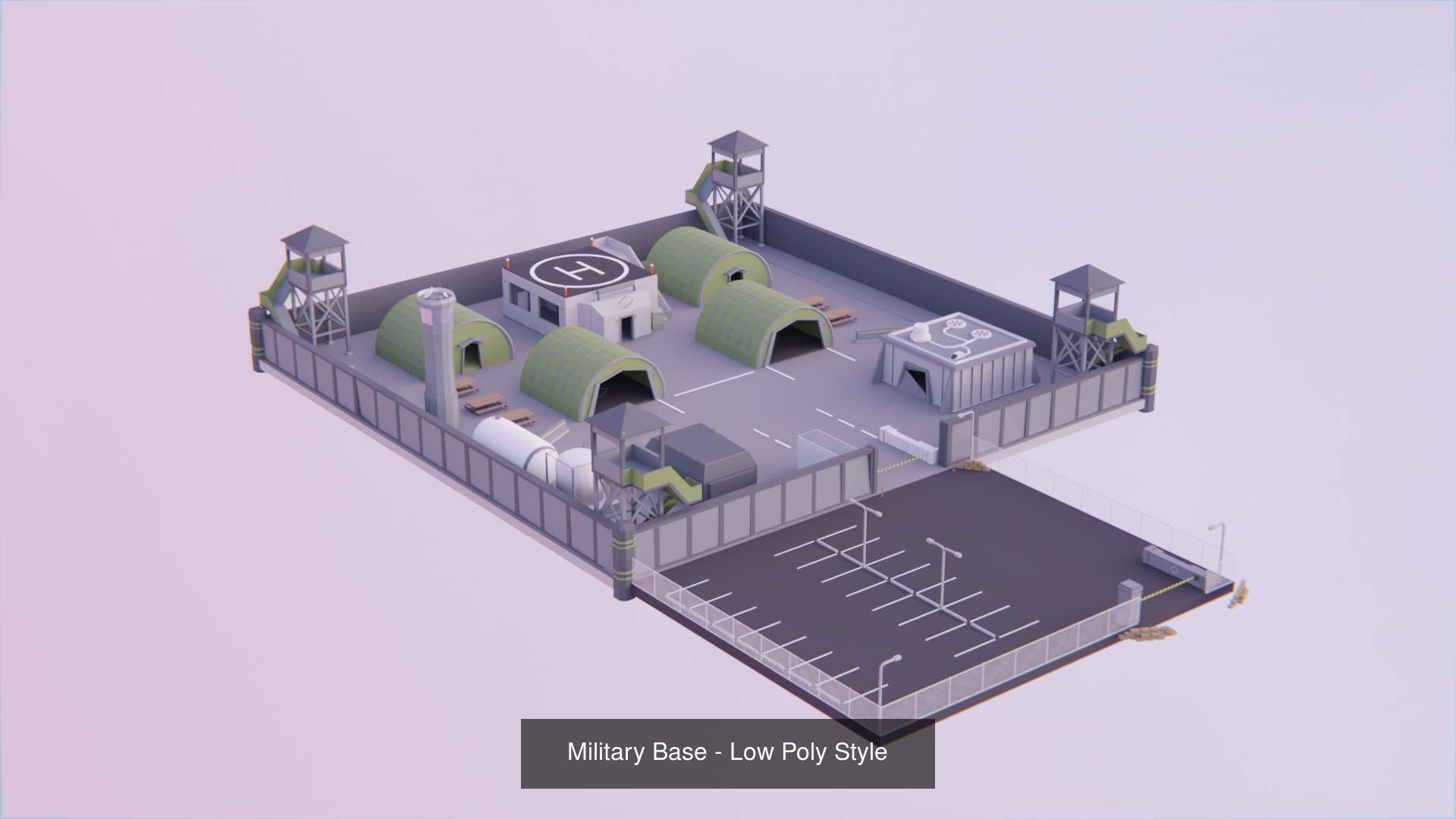 Low Poly Style Buildings Bundle 3D Model Collection_5