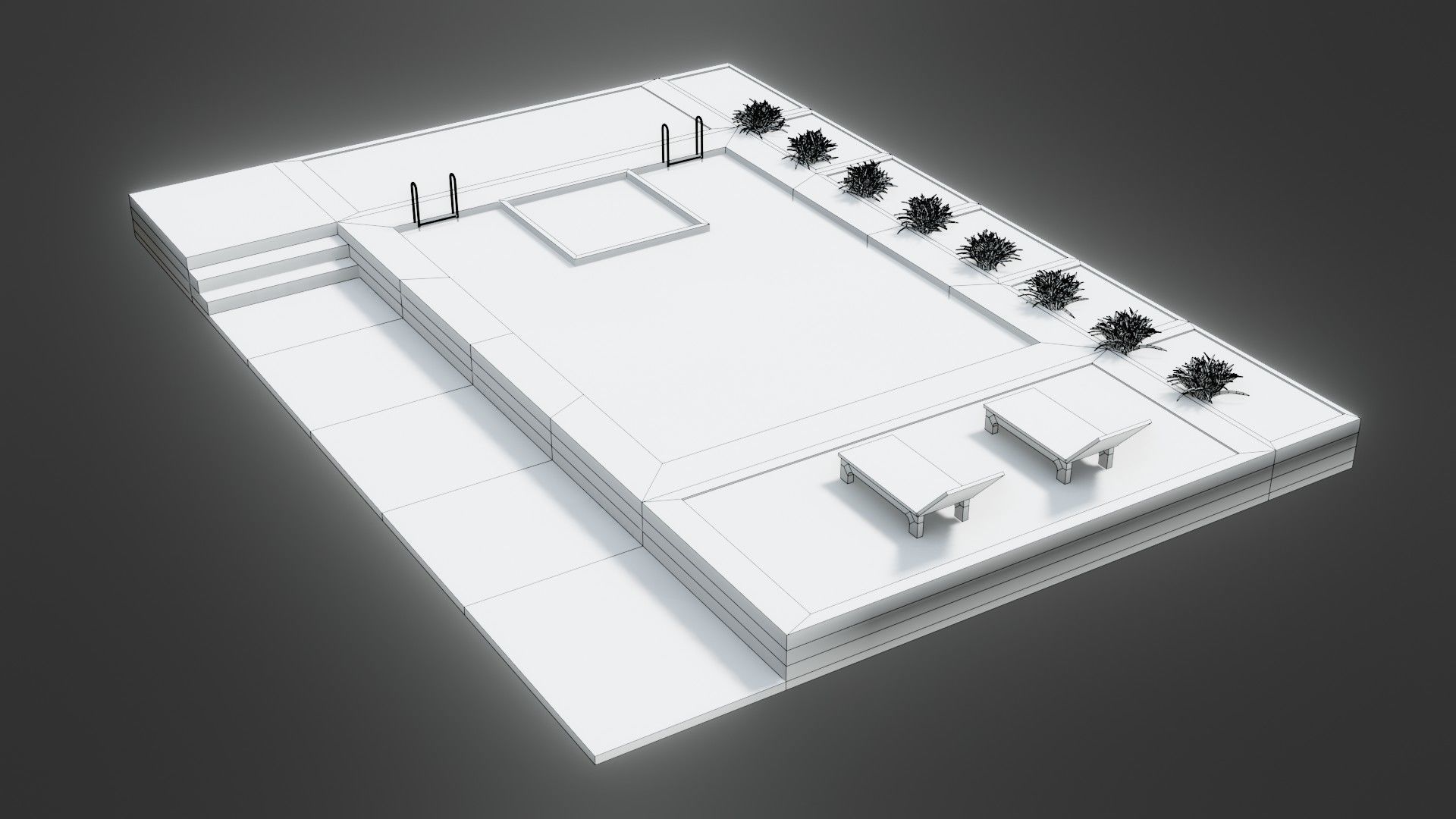 Swimming Pool - Low Poly - GameReady Low-poly 3D model_10