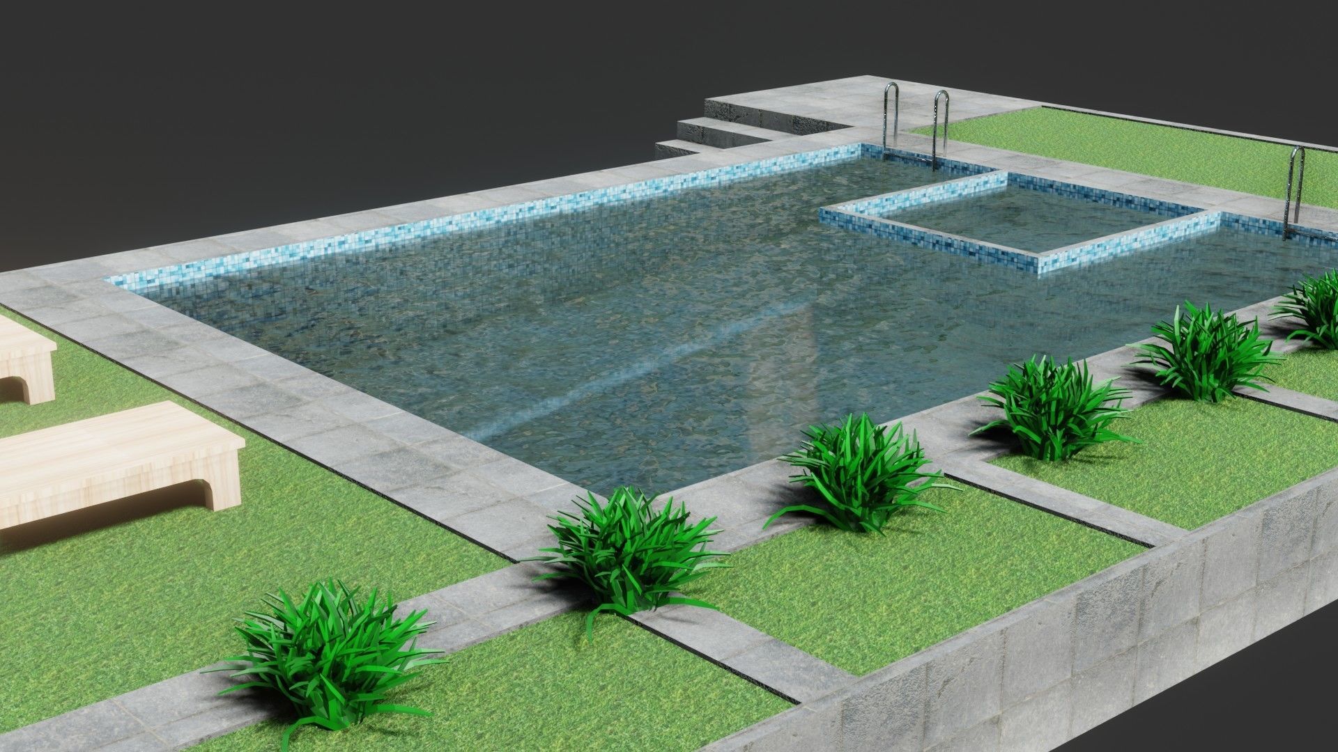 Swimming Pool - Low Poly - GameReady Low-poly 3D model_2