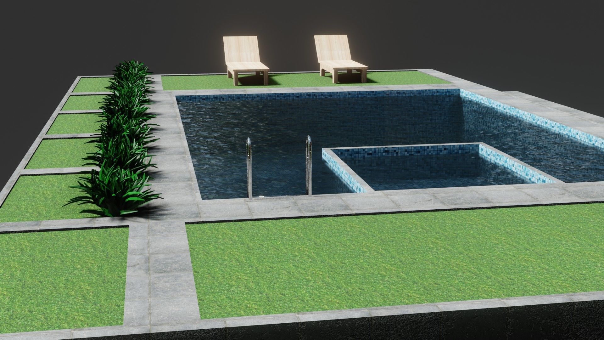 Swimming Pool - Low Poly - GameReady Low-poly 3D model_3