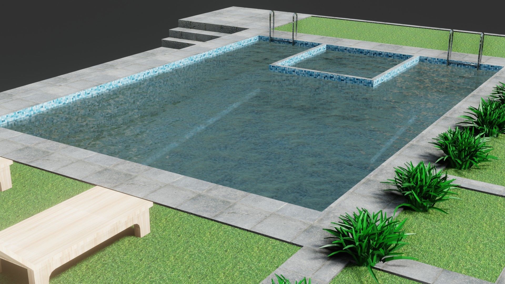 Swimming Pool - Low Poly - GameReady Low-poly 3D model_8