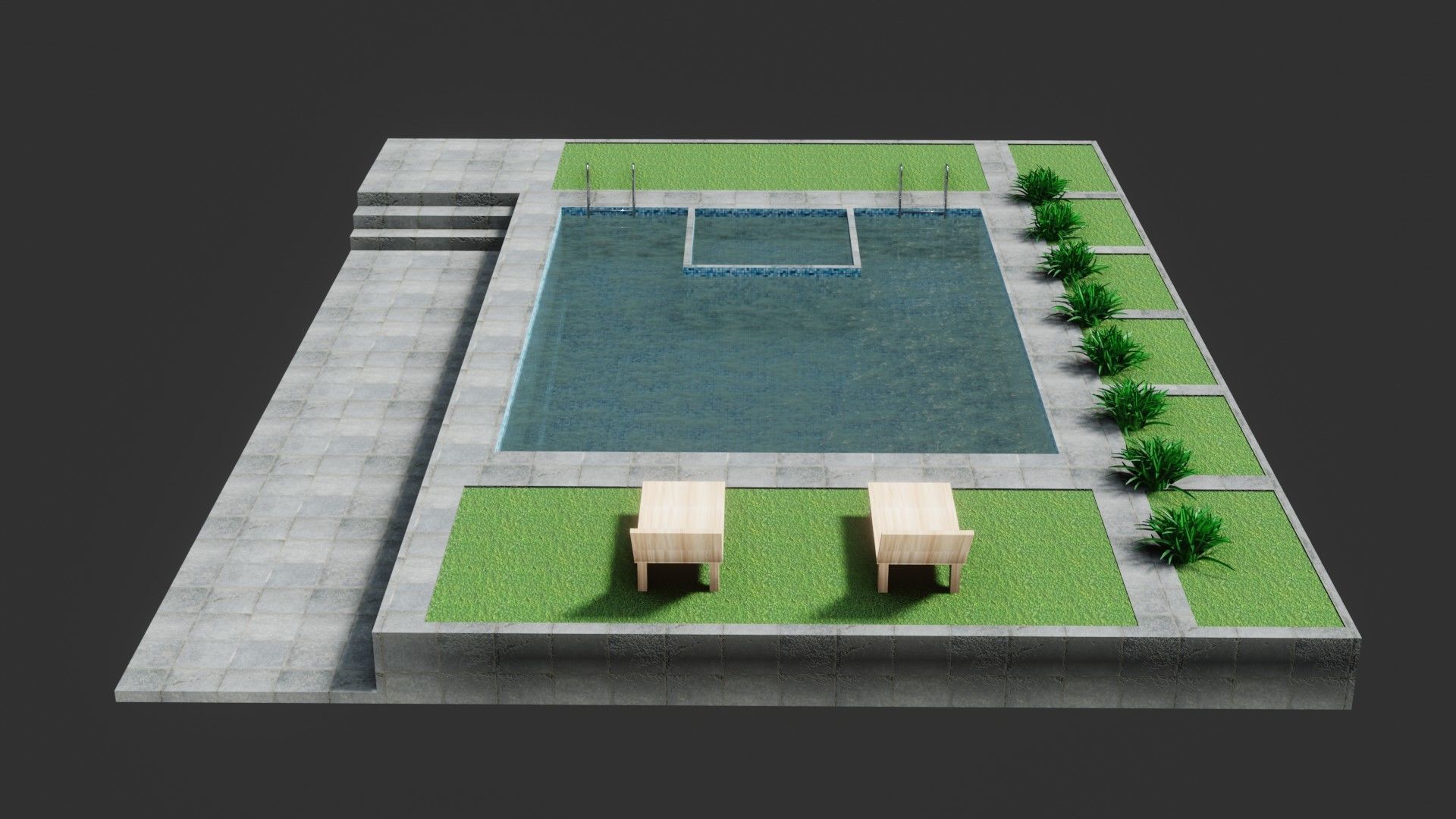 Swimming Pool - Low Poly - GameReady Low-poly 3D model_6