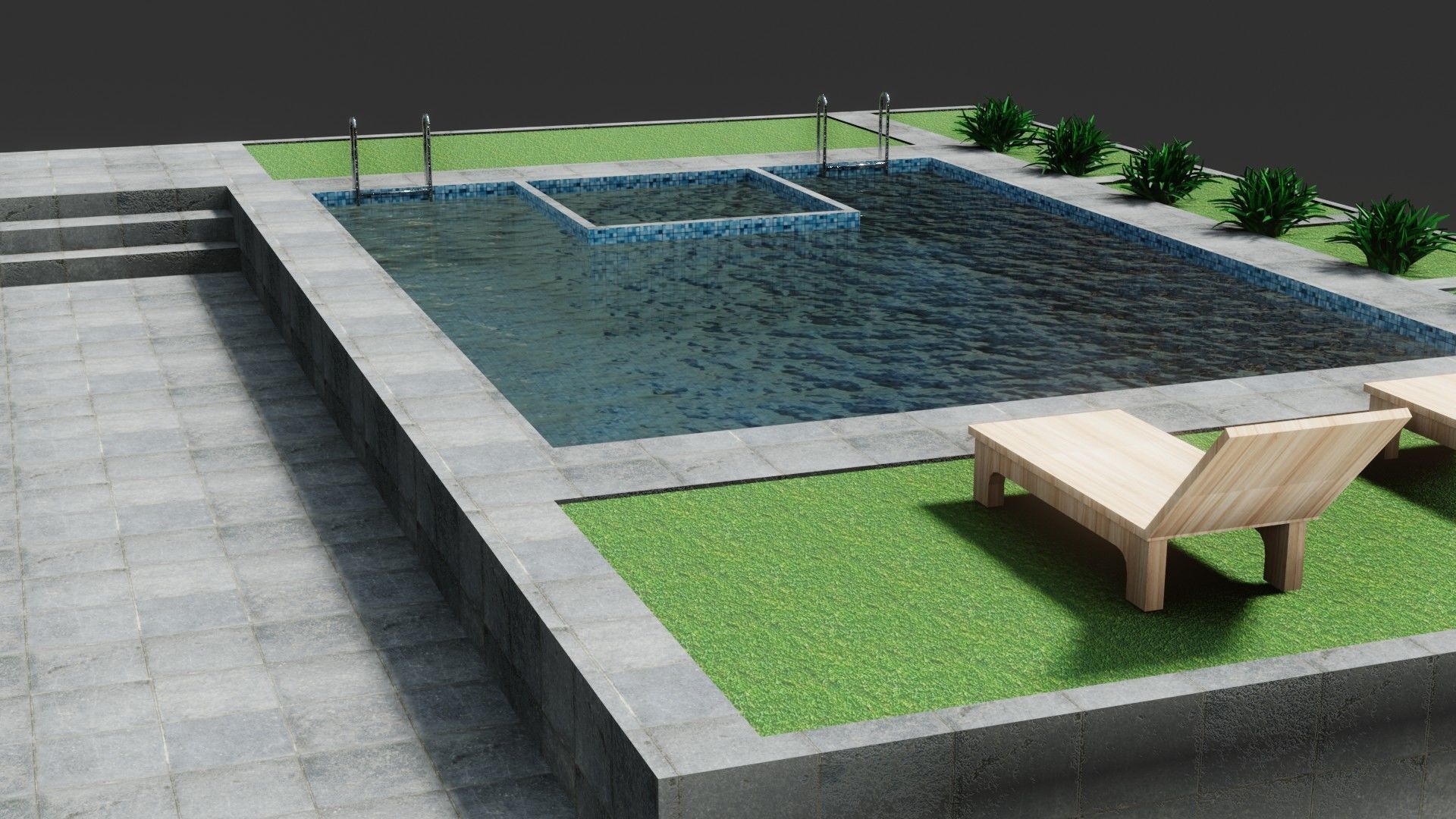 Swimming Pool - Low Poly - GameReady Low-poly 3D model_1