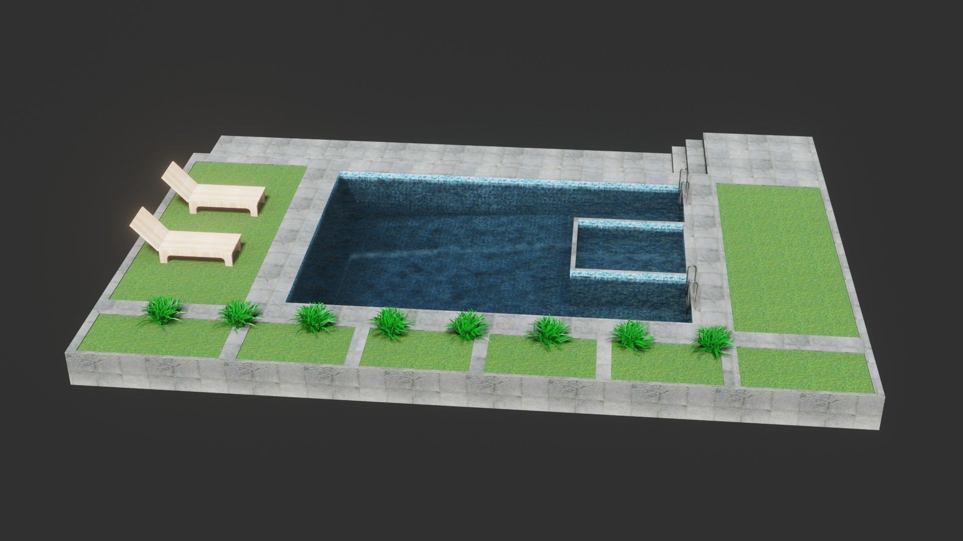 Swimming Pool - Low Poly - GameReady Low-poly 3D model_7
