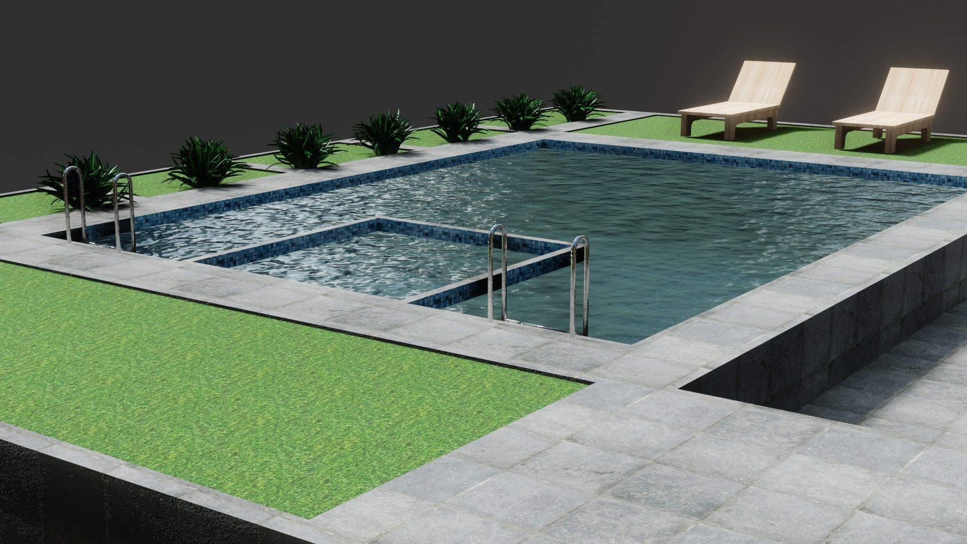 Swimming Pool - Low Poly - GameReady Low-poly 3D model_4