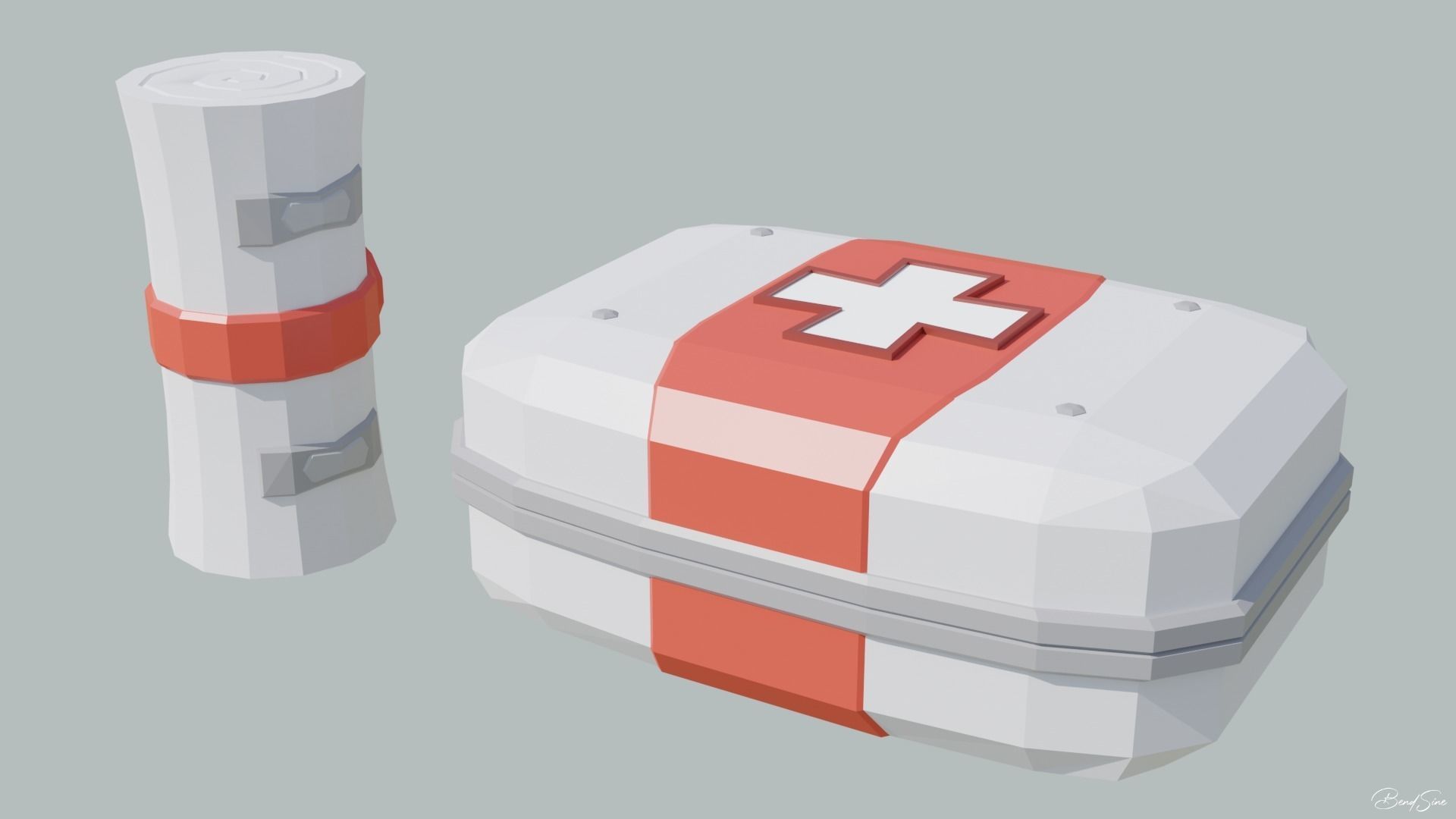 Low Poly Medkit first aid kit with cross Low-poly 3D model_2