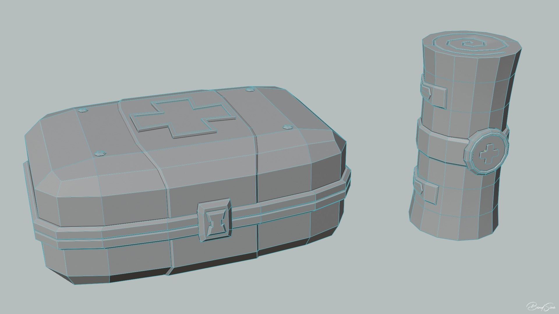 Low Poly Medkit first aid kit with cross Low-poly 3D model_3