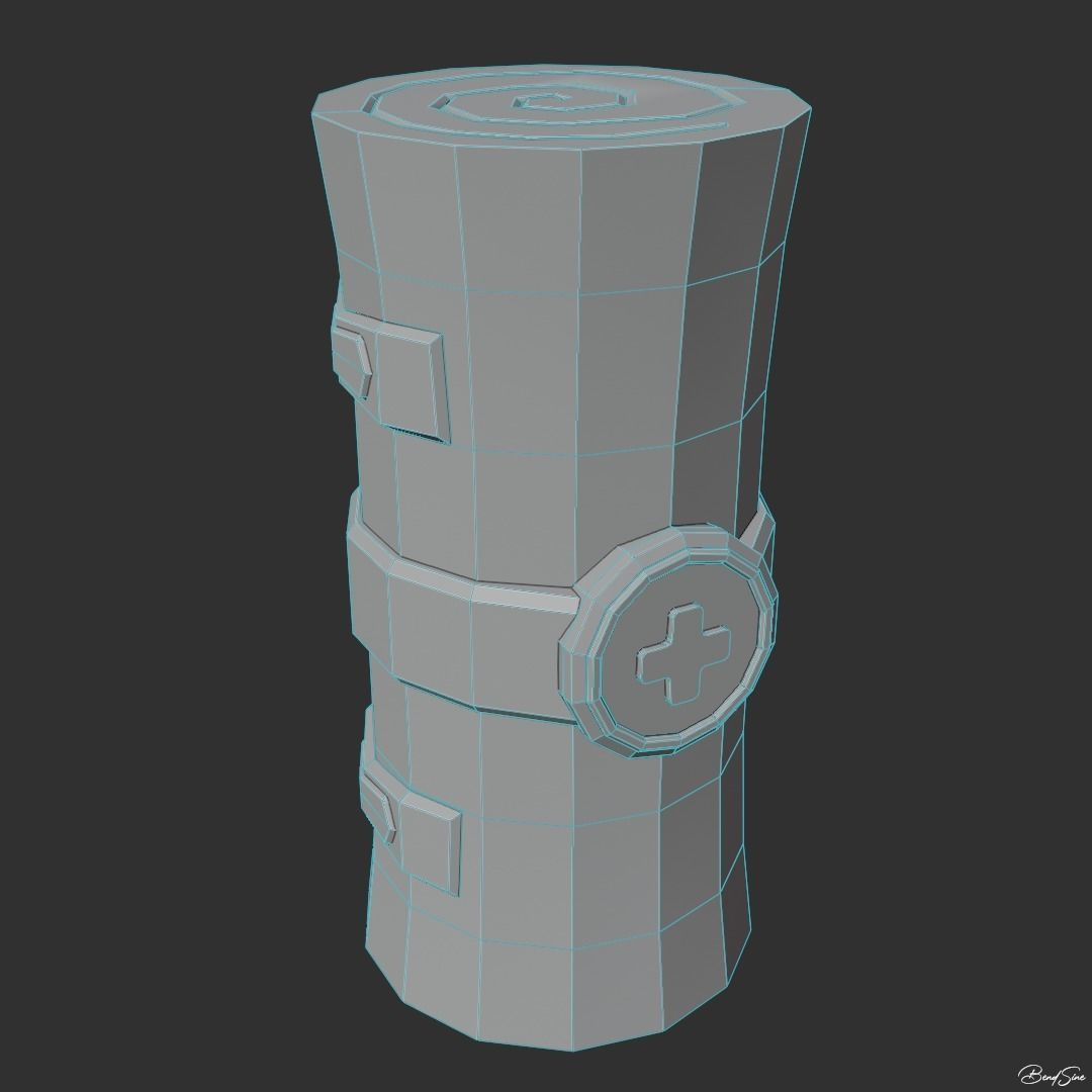 Low Poly Medkit first aid kit with cross Low-poly 3D model_9