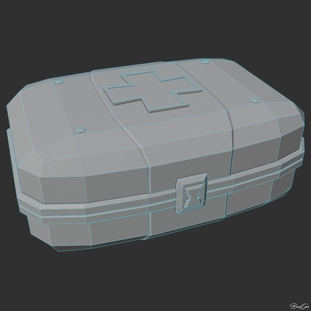 Low Poly Medkit first aid kit with cross Low-poly 3D model_5