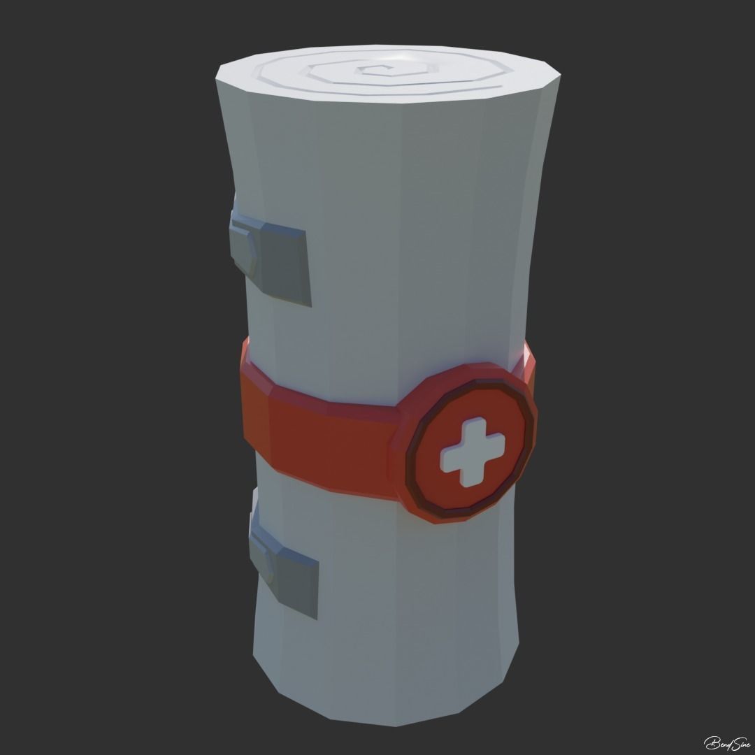 Low Poly Medkit first aid kit with cross Low-poly 3D model_8