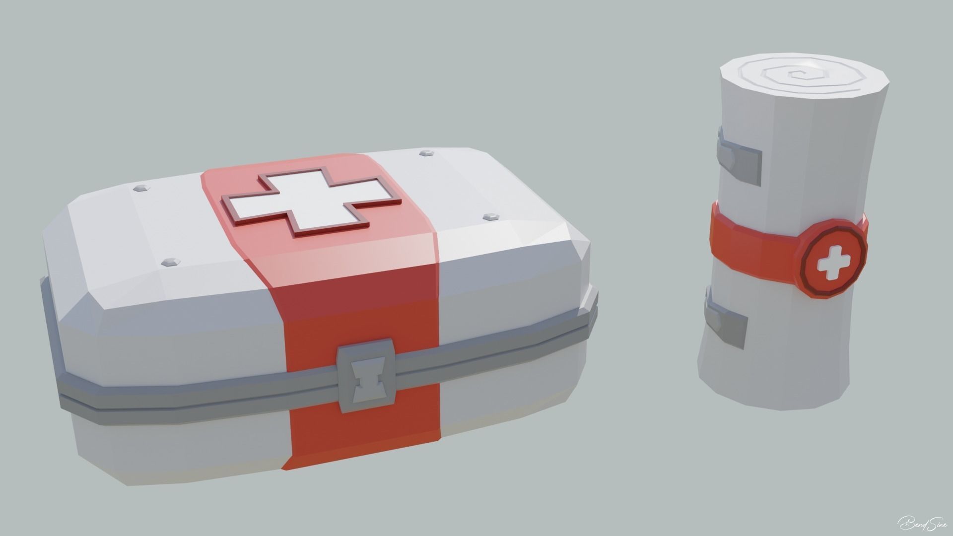 Low Poly Medkit first aid kit with cross Low-poly 3D model_1