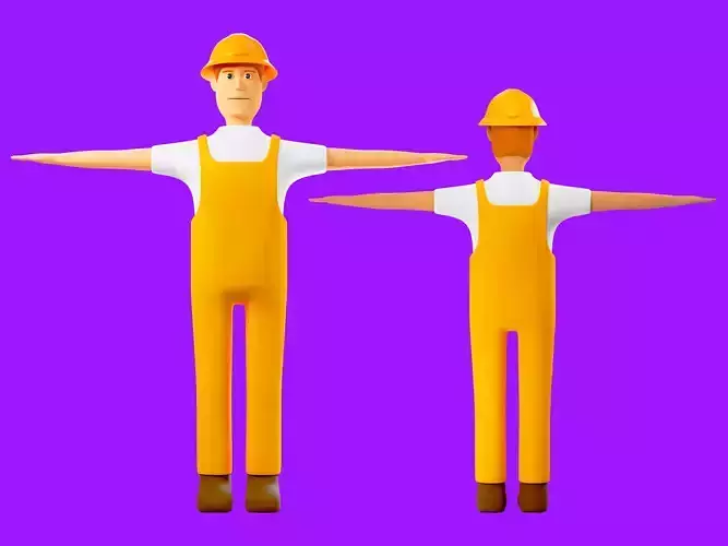 Worker man or mechanic Low-poly character