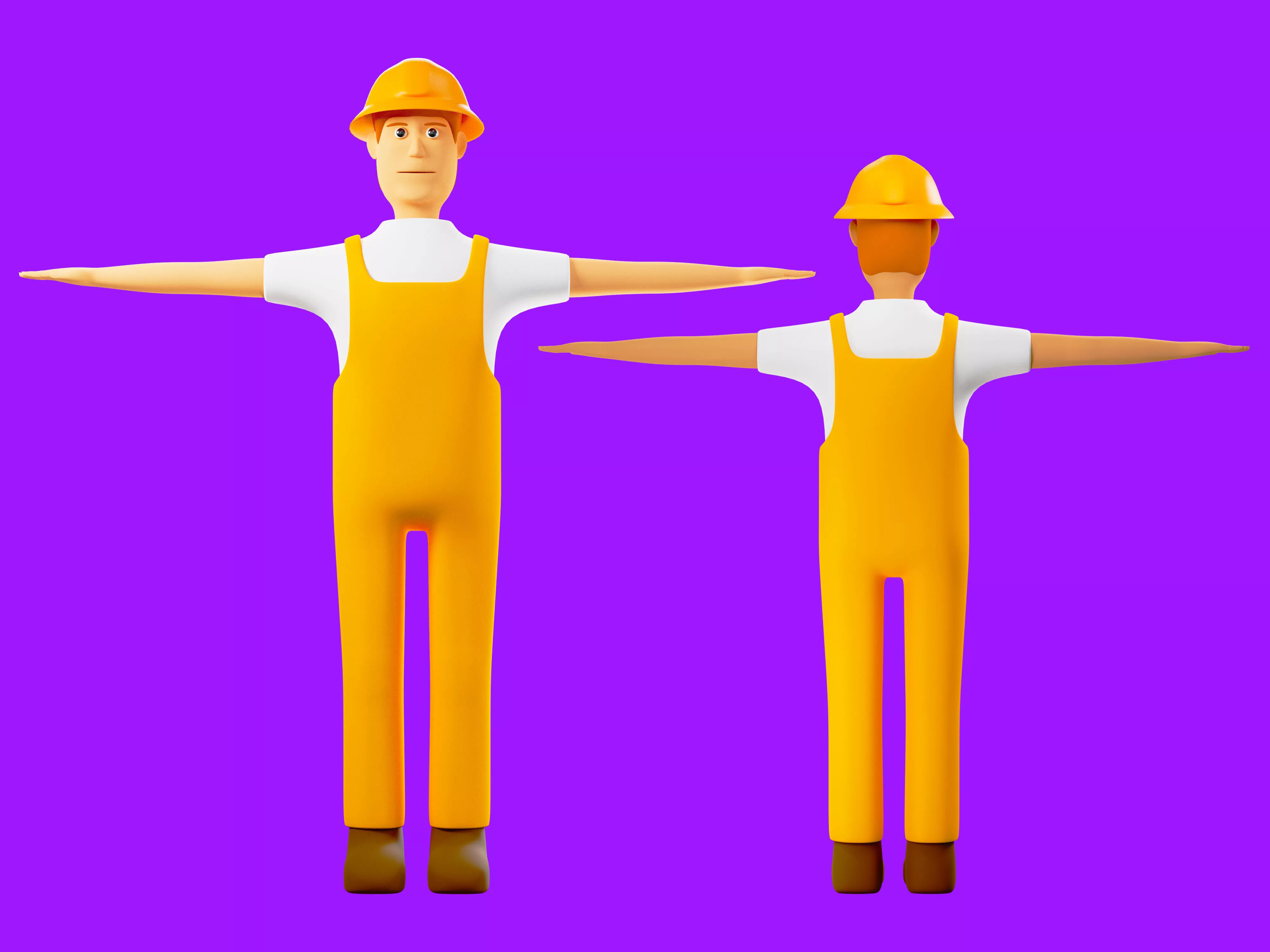 Worker man or mechanic Low-poly character 3D model