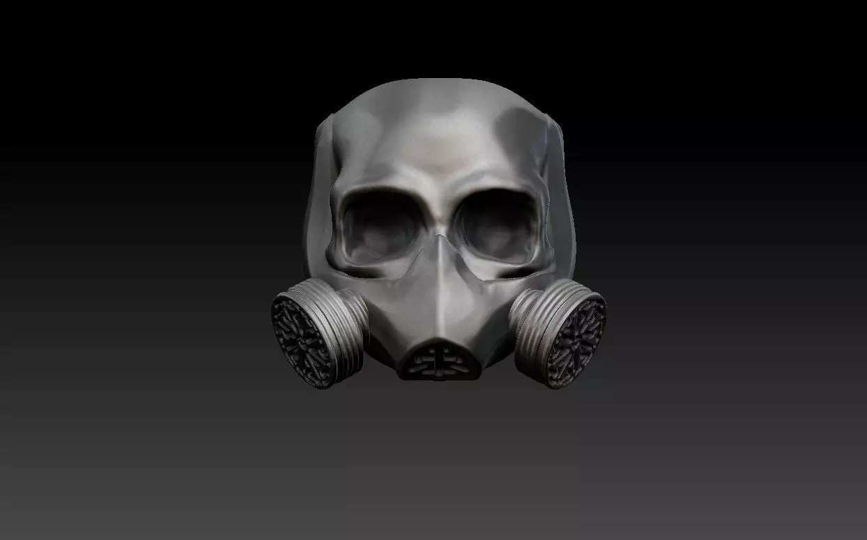 Skull in Gas Mask Ring 3D print model_0