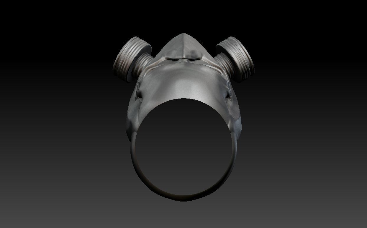 Skull in Gas Mask Ring 3D print model_5