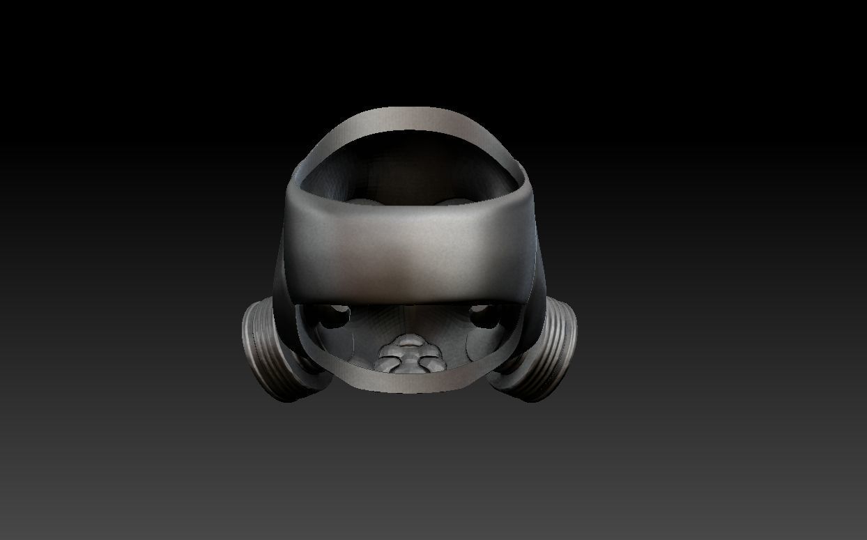 Skull in Gas Mask Ring 3D print model_2