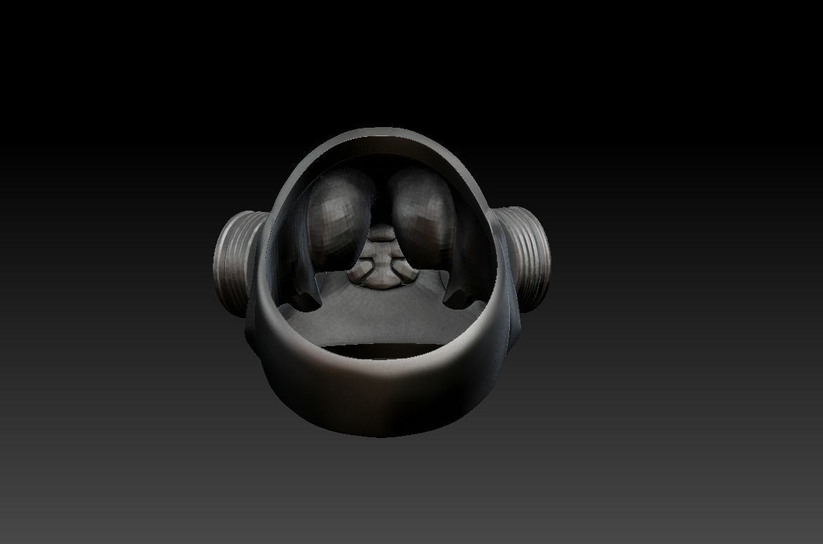 Skull in Gas Mask Ring 3D print model_3