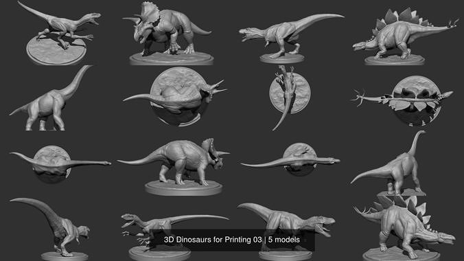 3D Dinosaurs for Printing 03 3D Model Collection