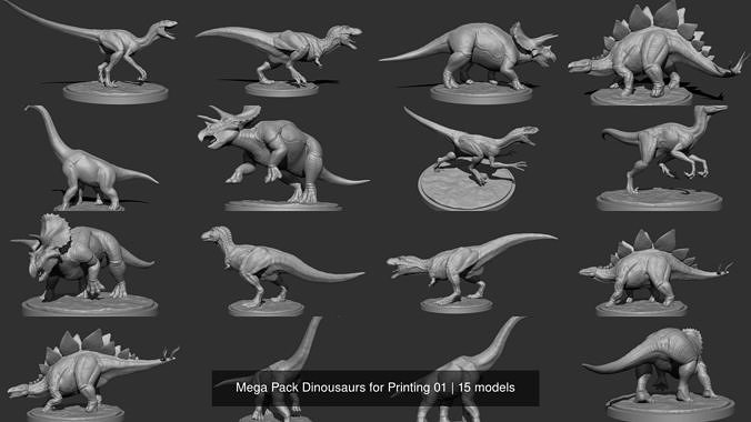 Mega Pack Dinousaurs for Printing 01 3D Model Collection