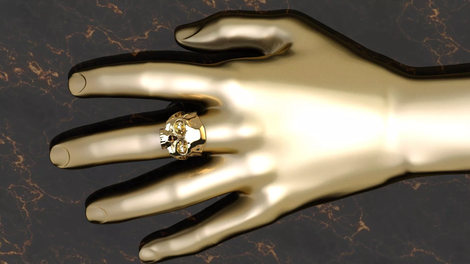 Biomechanical Skeleton Ring 3D print model 3D print model