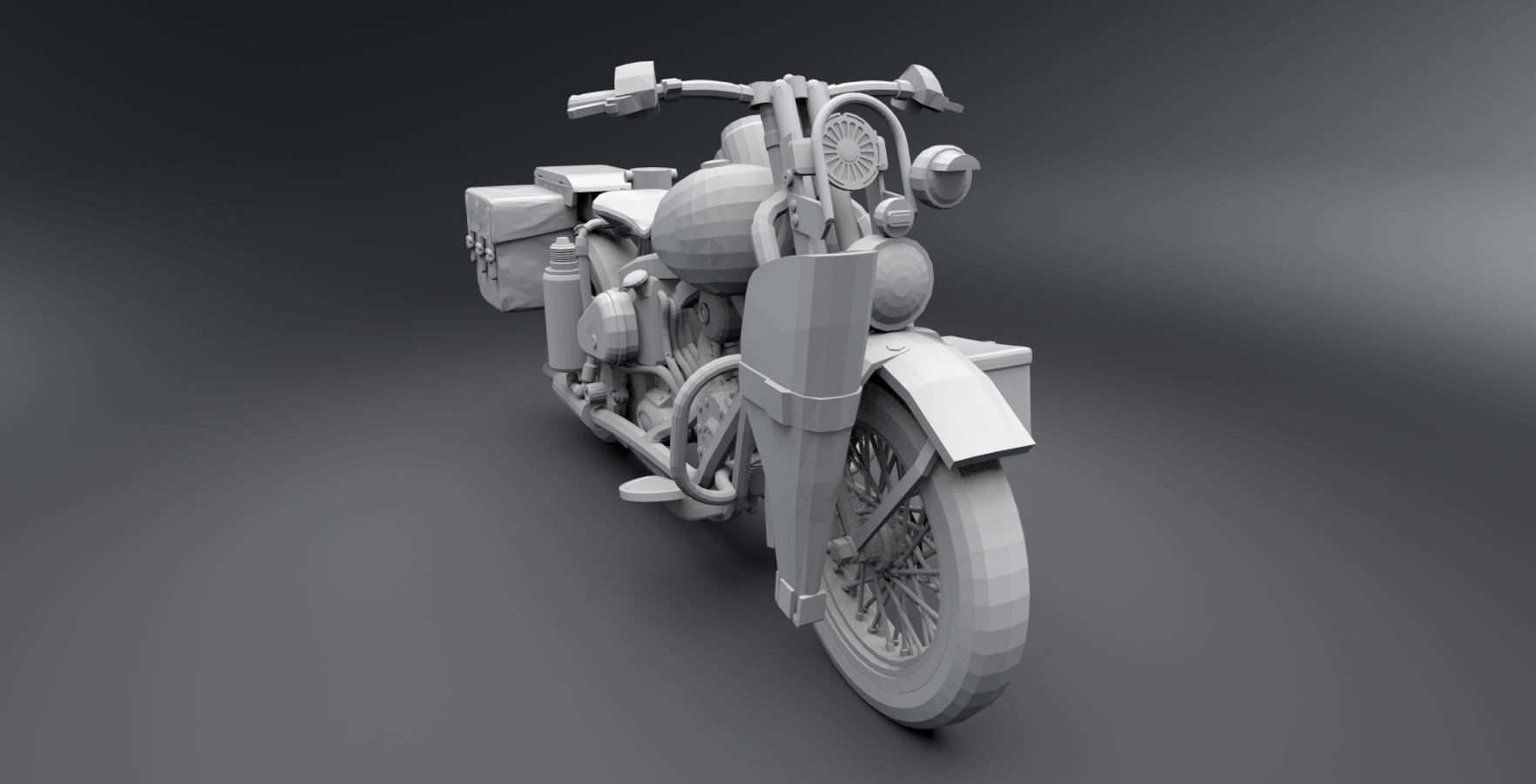 Harley Davidson WW2 Bike 3D print model_4